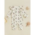 thumbnail image 6 of Aojekbee Baby Girls Long Sleeve Romper Floral Print Ruffles Front Zipper Jumpsuits for Newborn Infant Toddler Cute Clothes, 6 of 10