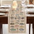 thumbnail image 3 of Table Runners 72 Inches Long Dress Scarves, Ocean Fishes Farmhouse Kitchen/Dining Table Runner, Coffee Tablerunners, Retro Tropical Coastal Animal Brown 14x72 Inch, 3 of 9