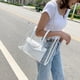 thumbnail image 5 of Bolso de hombro transparente para mujer, bolso de playa, bolso de mano, bolso portátil, decoración, color blanco Vogacara AP000905-01, 5 of 7