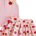 thumbnail image 3 of mgoYE Toddler Girl Back to School Outfit Kindergarten Pre Sleeveless T-Shirt Tank Top A-Line Skirt Set(Red,5-6 Years), 3 of 3