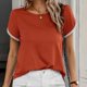 thumbnail image 2 of Top de cuello redondo de manga corta casual de color sólido de verano para mujer OAVQHLG3B Store  lin121212, 2 of 5