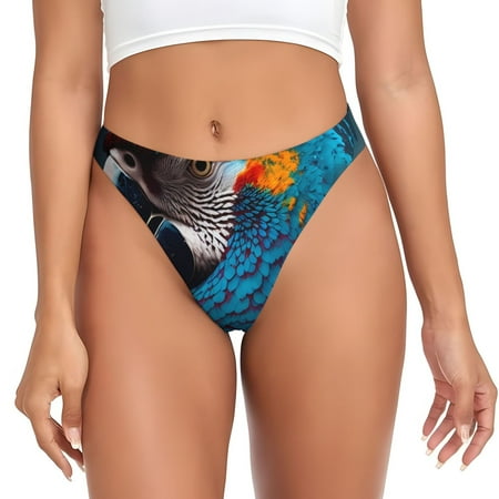 Sigee Modern Style Blue Parrot for Women s G-String Panty  Low Rise  Soft Lace Perfect for Everyday Wear or Special Occasions-X-Small