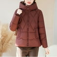 thumbnail image 6 of YueHuiYing Womens Hooded Quilted Jacket Mid-Length Padded Warm Winter Coat Outerwear, 6 of 7