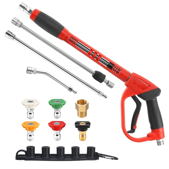 Tool Daily Pistolet de Nettoyeur Haute Pression avec Lance de Remplacement, Lance d'Extension de 17 Pouces pour Nettoyeur Haute Pression, Tige Courbée de 30°, 5 Embouts de Buse, 4000