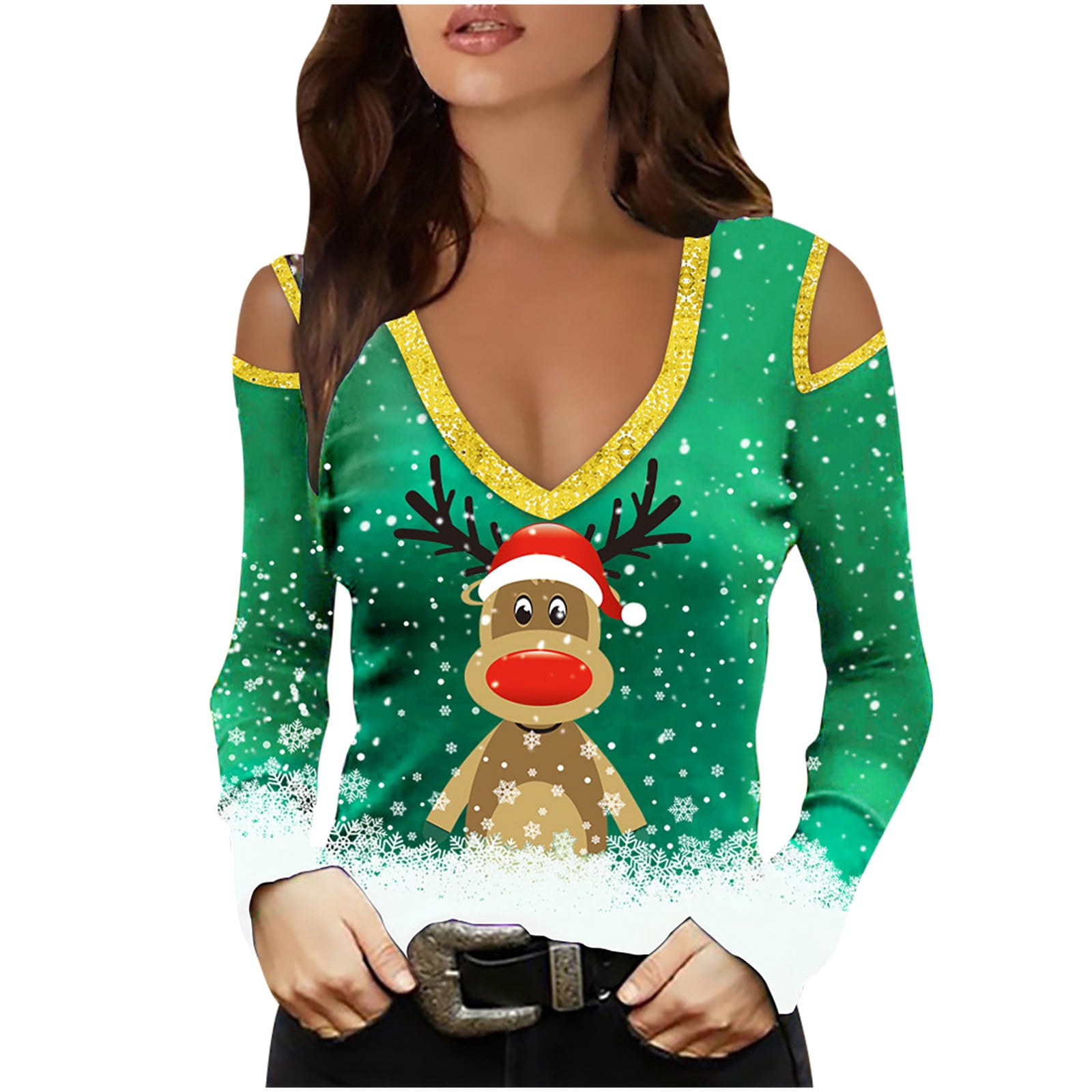 Ugly Sweater Christmas Tops For Women 