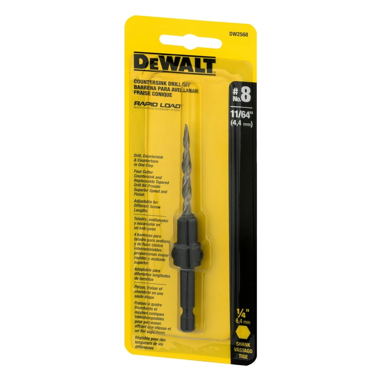 Dewalt DW2568 Rapid Load Countersink Drill Bit NO 8 11 64 Pilot