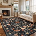 thumbnail image 2 of Lahome Decor Large 8'x10' Boho Floral Area Rugs for Living Room,Non Slip Rug with Bird Printed Machine Washable,Soft Indoor Low Pile Carpet for Bedroom Dining Room Playroom Office,Black, 2 of 9