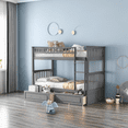 thumbnail image 2 of Convertible Wood Twin-Over-Twin Bunk Bed with Storage Drawers and Ladder - Can Be Divided Into Two Daybeds, 2 of 9