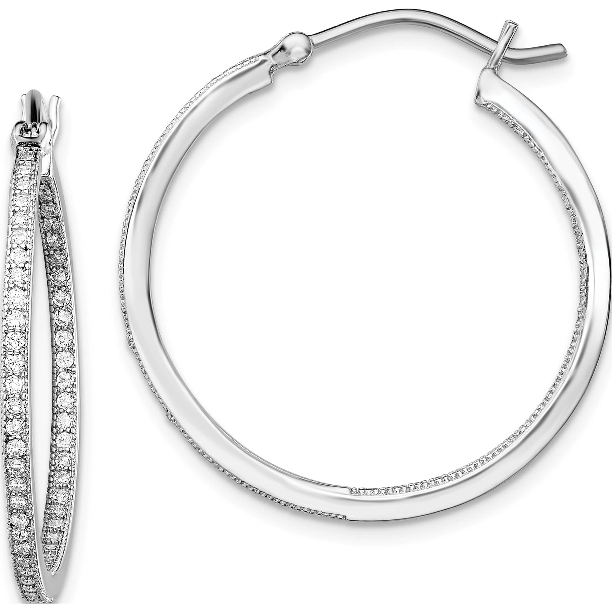 Jewelry by Sweet Pea Sterling Silver Rhodium-plated CZ In/Out Hoops