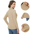thumbnail image 3 of Tyhengta Women's Turtleneck Sweaters Long Sleeve Pullover Sweaters Mock Neck Knitted T-Shirt Basic Slim Fit Tee Tops Khaki S, 3 of 7