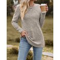 thumbnail image 3 of Women Top Tunic Sweater 2XL Pullover Ribbed Knit Comfort Lady Long Sleeve Autumn Daily Loungewear Relaxed Fit Stripe Cogild, 3 of 5