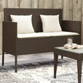 thumbnail image 1 of vidaXL Garden Bench with Cushions Brown Poly Rattan, 1 of 5
