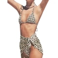 thumbnail image 3 of Liacowi Women's Three-Piece Bathing Suit, Diamond Lattice Bikini Bra + Swim Briefs + Tie-Up Beach Towel Style Skirt, 3 of 9