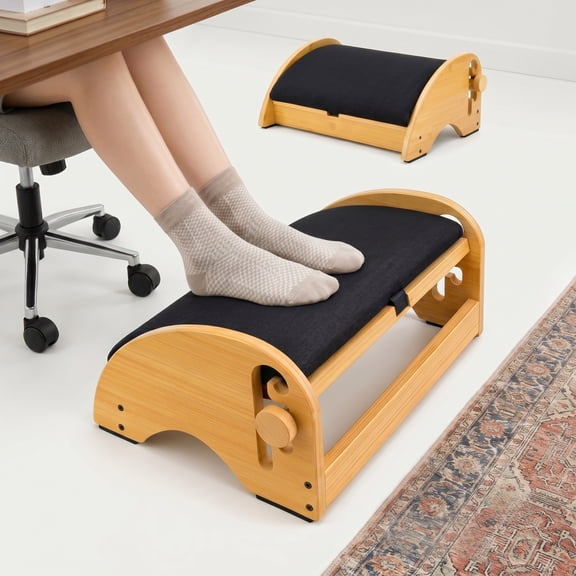 Adjustable Ergonomic Foot Rest for Under Desk, Height & Tilt Adjustable with Removable Cushion