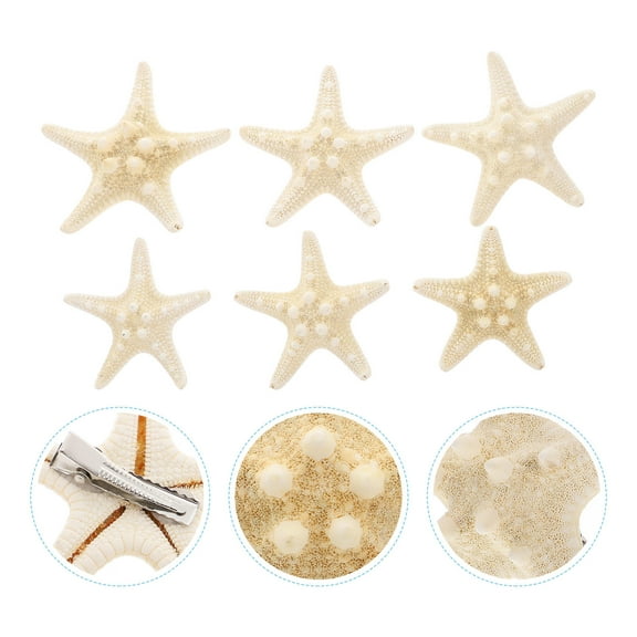 Uonlytech Star Clips Hair Clips Beige Resin 6Pcs Ocean Style for Women