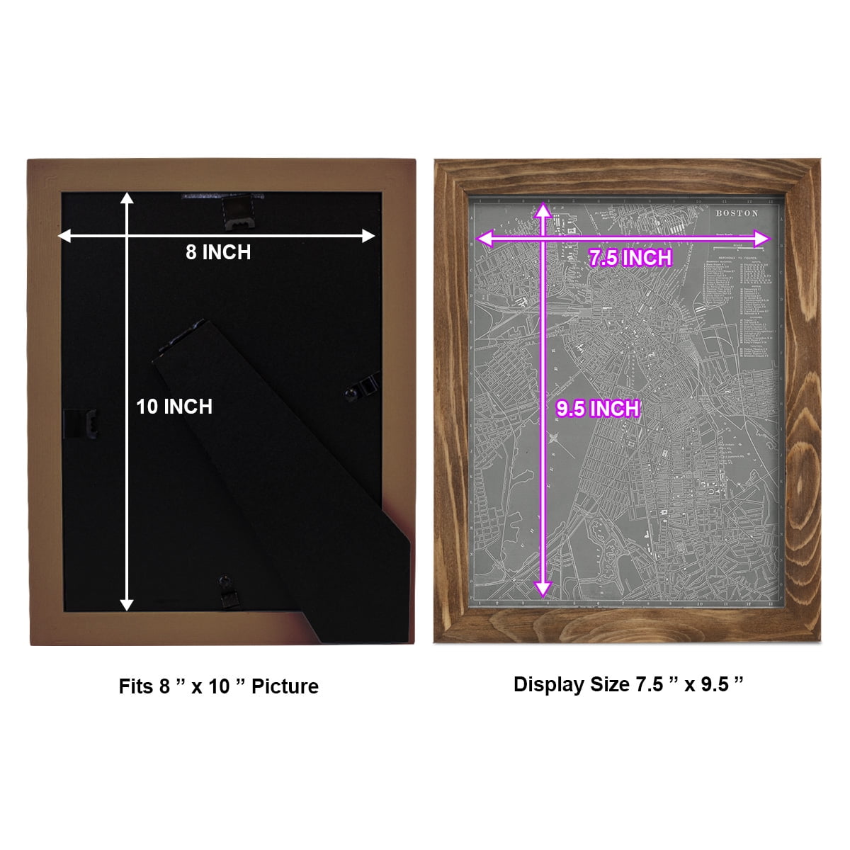 City Map of Boston -Framed Print w/glass-Walnut