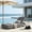 Dark Gray, variant on Harper & Bright Designs Outdoor Recliner Chaise Lounge with Fluted Design, Patio Acacia Wood Lounge Chair with Cushion, All Weather Sun Lounge for Poolside Garden, Dark Gray+White