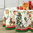 thumbnail image 5 of Round Christmas Tablecloth 60 x 60in,Christmas Tree Elk Holiday Decoration Table Cloth,Polyester Waterproof and Wrinkle-Resistant Durable Christmas Tablecloth for Kitchen,Winter and Home Decor, 5 of 6
