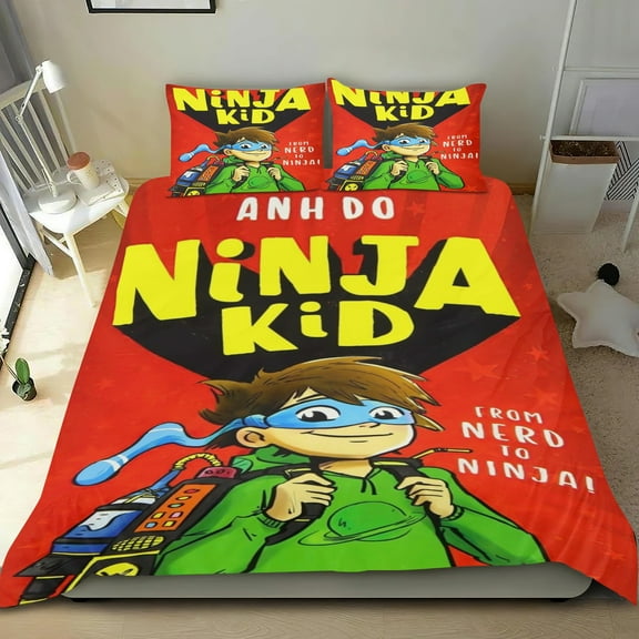 Ninja Kids Themed Bed Sheet Set Three Piece Set 53x79 In ches Comfortable And Skin Friendly Unique Design Creating A Star Studded Night Home Decor Gifts For Family Friends fans
