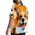 thumbnail image 3 of Corgi Dog Men's Casual Hawaiian Button Down Short Sleeve Summer Beach Printed Shirt, 3 of 6