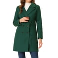 thumbnail image 1 of Abrigo largo de invierno de doble botonadura con solapa de muesca para mujer INSPIRE CHIC en verde, 1 of 6