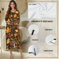 thumbnail image 6 of Xoenoiee Maple Leaves Print Nightgown House Dress Thanksgiving Zip up Robes for Women Long Lounge Dress House Coat Women Full Length Loungewear, Size 4XL, 6 of 7