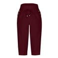 thumbnail image 7 of Lenpel Capri Pants for Women High Waisted Drawstring Knee Length Tapered Lounge Sweatpants Casual Cropped Joggers with Pockets, 7 of 7