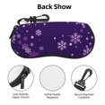 thumbnail image 3 of Bingfone Crystal Purple Snowflake Print Sunglasses Case Portable Travel Zipper Eyeglasses Case With Hook, 3 of 6