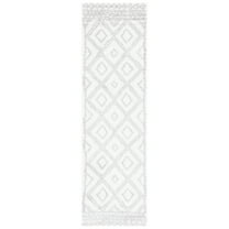 SAFAVIEH Berber Daphale Abstract Shag Area Rug, 9' x 12', Ivory/Grey