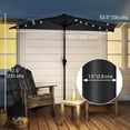 thumbnail image 3 of Outsunny 9ft Half Patio Umbrella Outdoor with Solar LED Lights, Black, 3 of 9