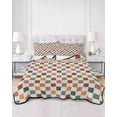 thumbnail image 2 of Quilt King Size Bedding Set, Colorful Checkered Reversible Summer Quilt 3 Pieces, Vintage Plaid Grid Geometric Beige Lightweight Bedspreads Coverlets with 2 Pillow Shams for All Seasons, 2 of 5