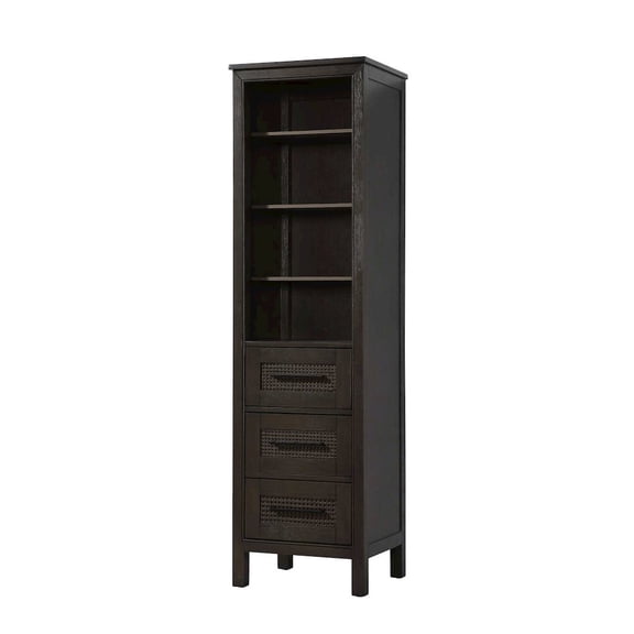 Elegant Kitchen and Bath 20 Inch Open Shelving Bath Storage Cabinet in Chocolate Oak