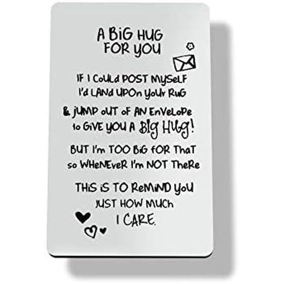 Engraved Wallet Card Insert – Mini Love Note "I Care About You", Anniversary/Birthday/Christmas Gift for Husband/Boyfriend/Girlfriend/Wife | Office