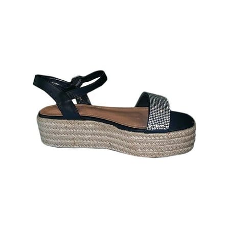 

Fangasis Women s Non-Slip Buckle Espadrilles Sandal Beach Comfort Open Toe Casual Lightweight Rhinestones Shoes