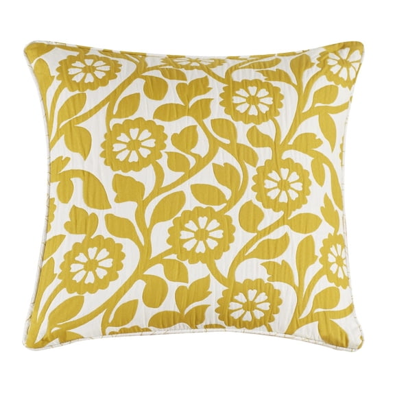 Throw Pillow Cushion Covers 18x18 Inch Yellow Floral Decorative Jacquard Square Pillow Sham for Couch Bed Sofa