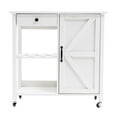 thumbnail image 4 of Kitchen Island with Storage Cabinet Small Rolling Cart Table on Wheels, White, 4 of 11