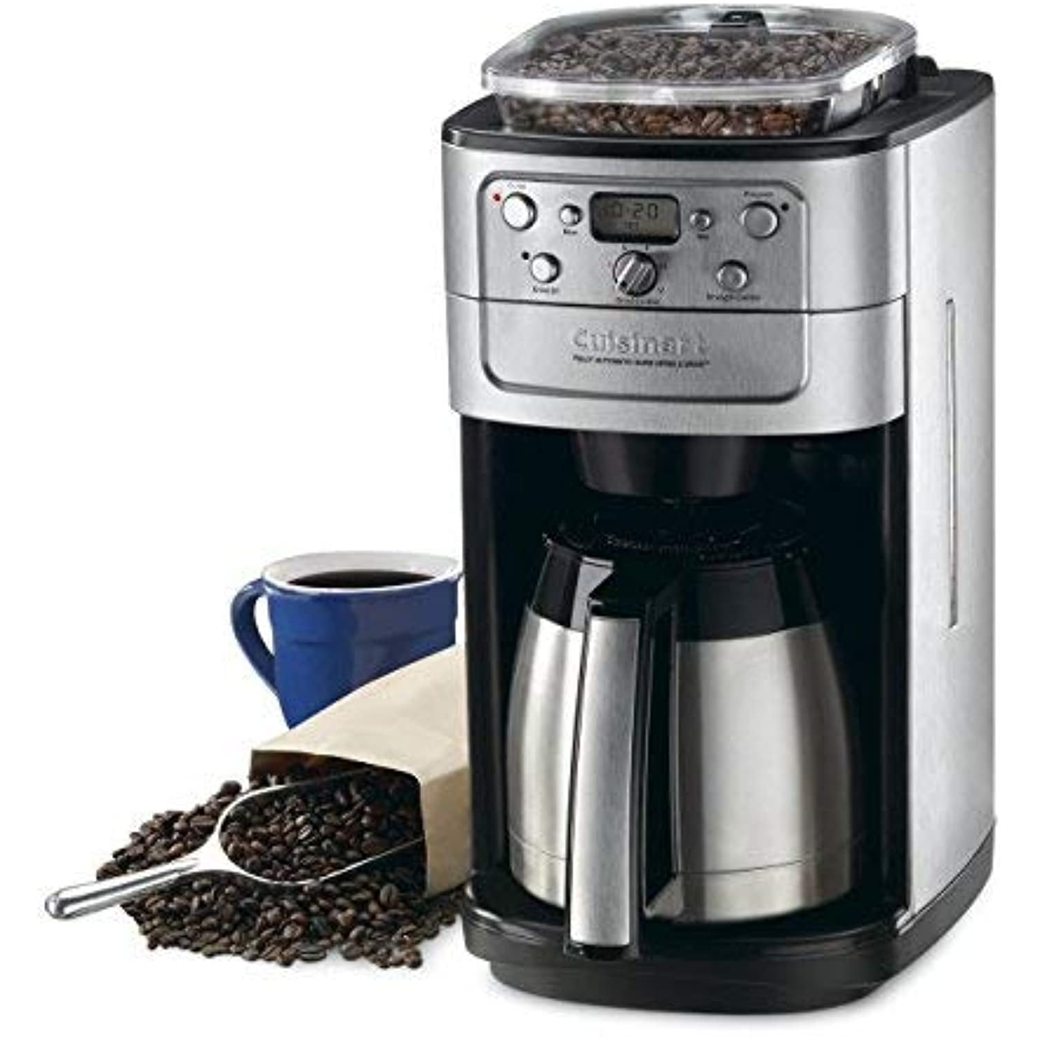 skyehomo 12 Cup Drip Coffee Maker with Built-In Burr Coffee Grinder,  Programmable Coffee Machine with Timer, Glass Carafe, Reusable Filter,  Warming