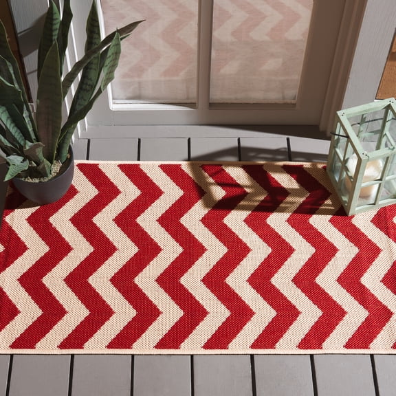 Safavieh Courtyard Bailey Chevron Indoor/Outdoor Area Rug, Red, 2' x 3'7"