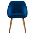 thumbnail image 3 of CorLiving Ayla Modern Velvet Dining Side Chair with Wood Legs, Blue/Brown (Set of 2), 3 of 11