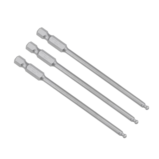 Puntas de destornillador hexagonal de extremo esférico Unique Bargains S2 de acero aleado, vástago de 1/4 de pulgada, longitud de 3.9" 3 piezas 3mm (H3)