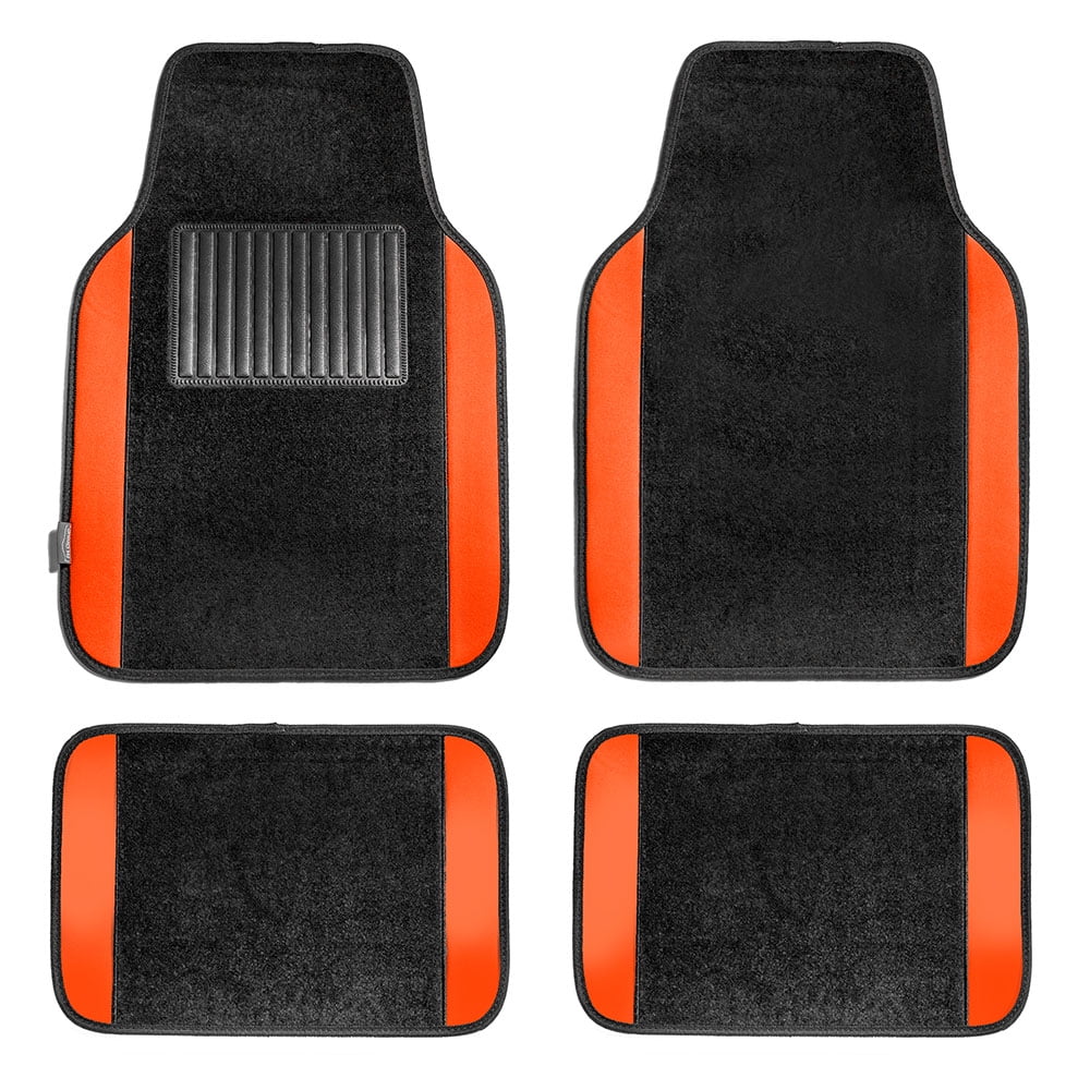 FH GROUP Full Set Premium Carpet Floor Mats, Orange
