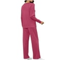thumbnail image 3 of Fnooota Outfit Sets for Women, Long Sleeve 2 Piece Casual Tops and Pants Sets Watermelon Red Size S, 3 of 7
