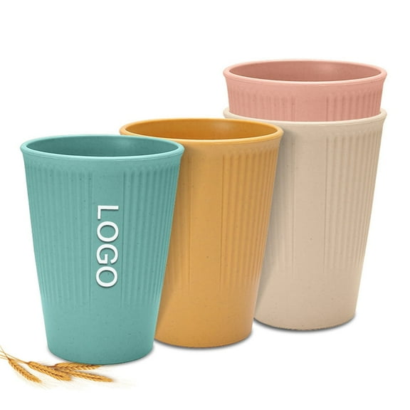 Casewin 4 Pieces Unbreakable Drinking Cups, 350 ML Plastic Drinking Cups Reusable Tumbler Cup Microwave and Dishwasher Safe Hot Drink Cups for Water Juice Milk (4 Colors)