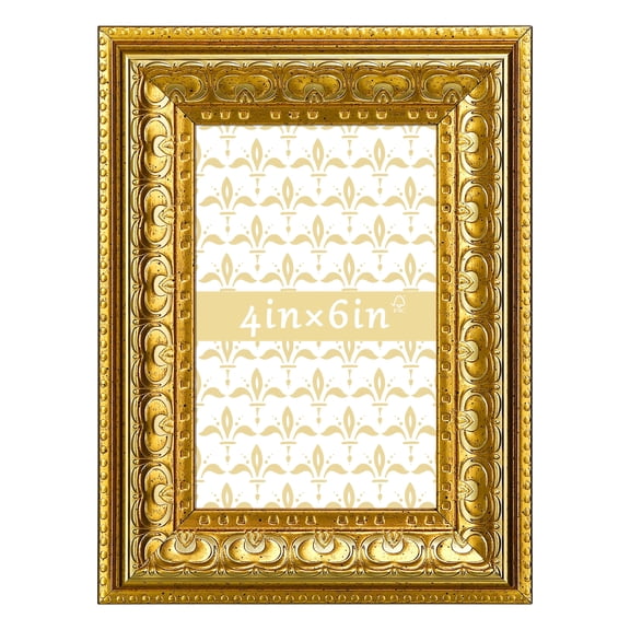 4x6 Picture Frame - Gold Vintage Ornate Wall or Tabletop Photo Frame