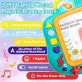 thumbnail image 3 of Magnetic Drawing Board for Toddlers 1-3 Doodle Board for Kids 3 in 1 Light up Musical Educational Learning Alphabet Sounds Toys with 12 Drawing Cards for Girl Boys Birthday Gifts Green, 3 of 8