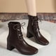 thumbnail image 5 of Teissuly Squares Head Chunky Heel Women's Boots New Winter Back Zipper Lacing Short Boots Mid Calf Chunky Heel Women's Boots Leather Water Proof Short Boots Teissuly WER202312146718, 5 of 8