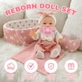 thumbnail image 3 of Keyohome Baby Dolls, 12" Baby Doll Playset with Sleeping Carrier Bassinet Bed Set in Gift Box, Soft Reborn Baby Doll with Cloths/Blanket/Feeding Kit for Girls Ages 3+, 3 of 9