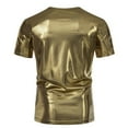thumbnail image 5 of WTXUE T-Shirts Short Sleeve, Crew Neck Shirts for Men Sports T Shirt Casual Lapel Shiny T Shirt Top Solid | Dancewear for Men Gold M, 5 of 7