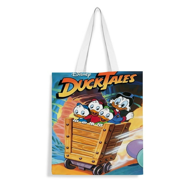 DuckTales Bolso de tela con estampado de lienzo para mujer, bolsa de compras reutilizable y estética, con cremallera interior, regalo para mujer,40*45cm.