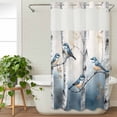 thumbnail image 3 of Spring Birds No Hook Shower Curtain Waterproof, Bathroom Curtains with Snap in Liners and See Through Top Window, Grey Forest Tree Branch Oil Painting Hotel Style Bathtub Curtains Shower 36"Wx78"L, 3 of 8